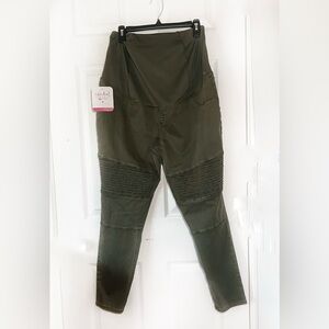 Isabel Maternity Olive Green‎ Moto Leggings pants Sz 12